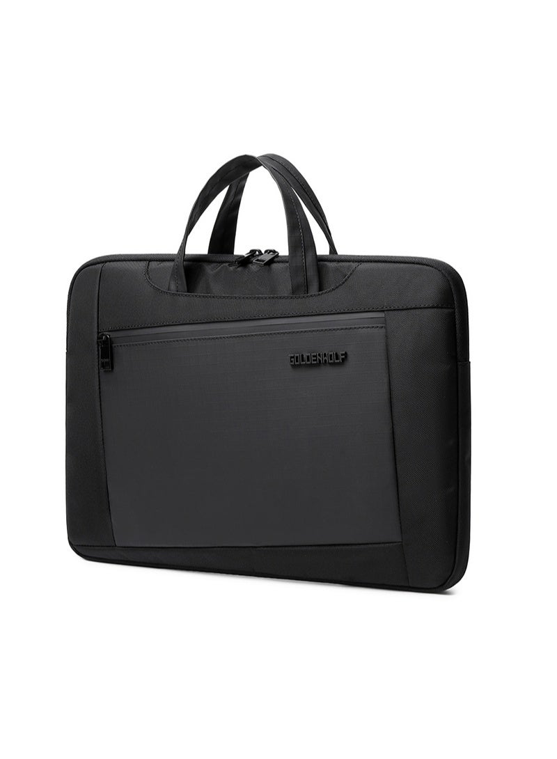 Golden Wolf Water-Repellent Laptop Shoulder Bag - Black - Image 1