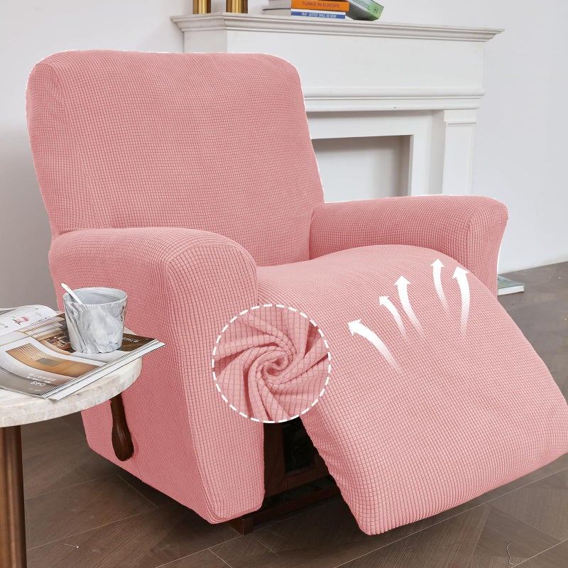 KEKUOU Recliner Chair Covers Lazy Boy Recliner Covers Stretch Couch Cover Slipcovers 1 Piece Furniture Protector with Elastic Bottom for Dog,Kids.(Recliner, Dusty Pink) - Image 2