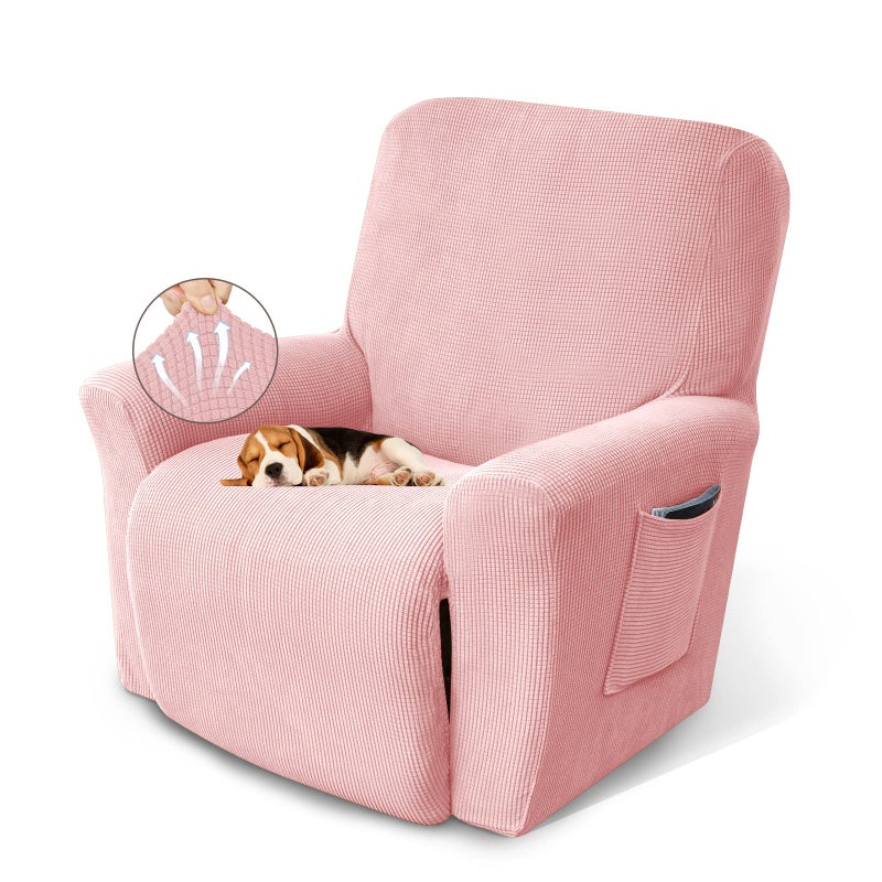 KEKUOU Recliner Chair Covers Lazy Boy Recliner Covers Stretch Couch Cover Slipcovers 1 Piece Furniture Protector with Elastic Bottom for Dog,Kids.(Recliner, Dusty Pink) - Image 1