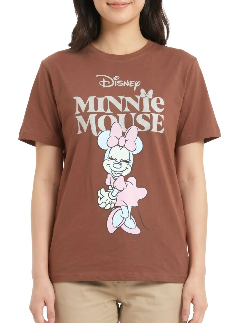 Disney  Disney Minnie Mouse Women’s Oversized Drop Shoulder Graphic T-Shirt – Casual Relaxed Fit Tee for Women | Best Price UAE