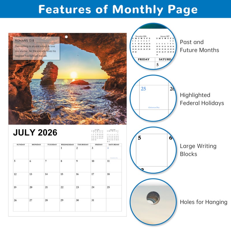 Chambom 2026 Calendar - 12 Month Wall Calendar 2026 JAN 2026 - DEC 2026, Wall Calendar Large Blocks, 2026 Calendar Wall for Office School Home Organizing & Planning, 11" x 17"(open) - Image 3