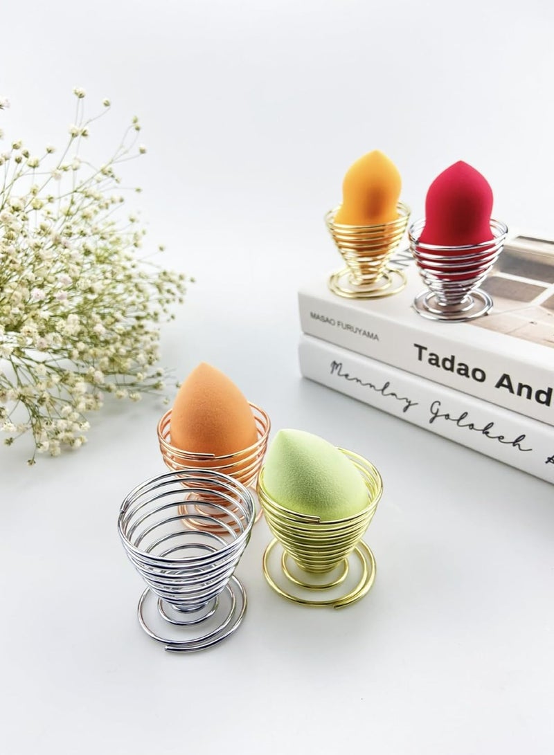 أوزيغالور 4 قطع حامل بيض مسلوق من الفولاذ المقاوم للصدأ، حامل إسفنجات التجميل، للمطاعم والمنازل، أداة مطبخ (ذهبي) - Image 4