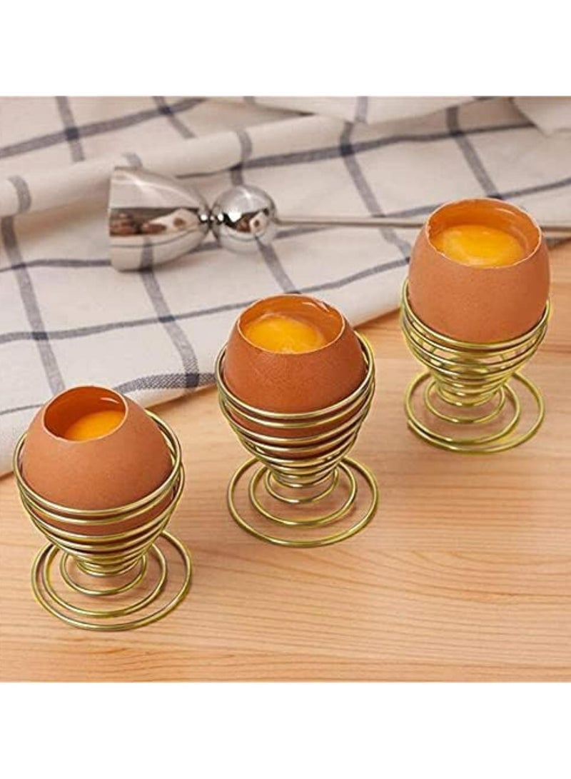 أوزيغالور 4 قطع حامل بيض مسلوق من الفولاذ المقاوم للصدأ، حامل إسفنجات التجميل، للمطاعم والمنازل، أداة مطبخ (ذهبي) - Image 3