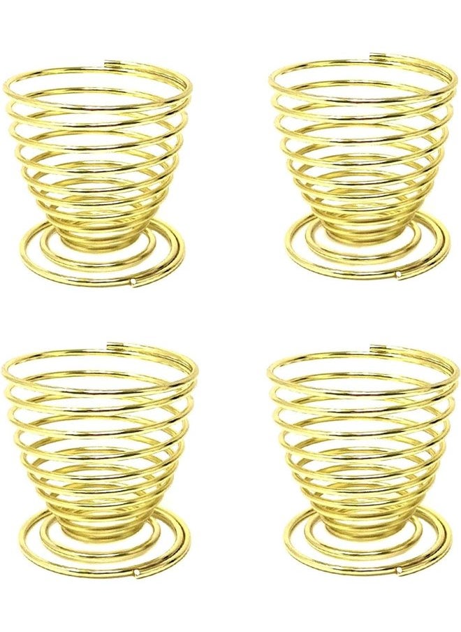 Oasisgalore 4PCS Stainless Steel Spring Wire Tray Egg Cups Holder Serving Cup Egg Tray for Egg (gold)  - Image 1