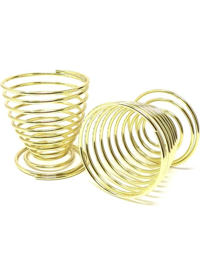 Oasisgalore 4PCS Stainless Steel Spring Wire Tray Egg Cups Holder Serving Cup Egg Tray for Egg (gold)  - Image 3