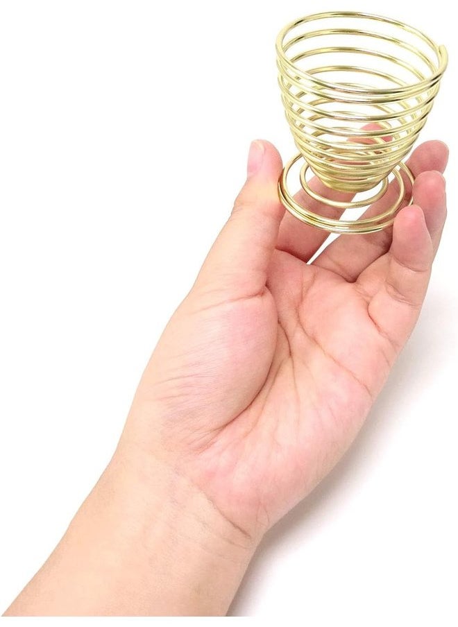 Oasisgalore 4PCS Stainless Steel Spring Wire Tray Egg Cups Holder Serving Cup Egg Tray for Egg (gold)  - Image 5