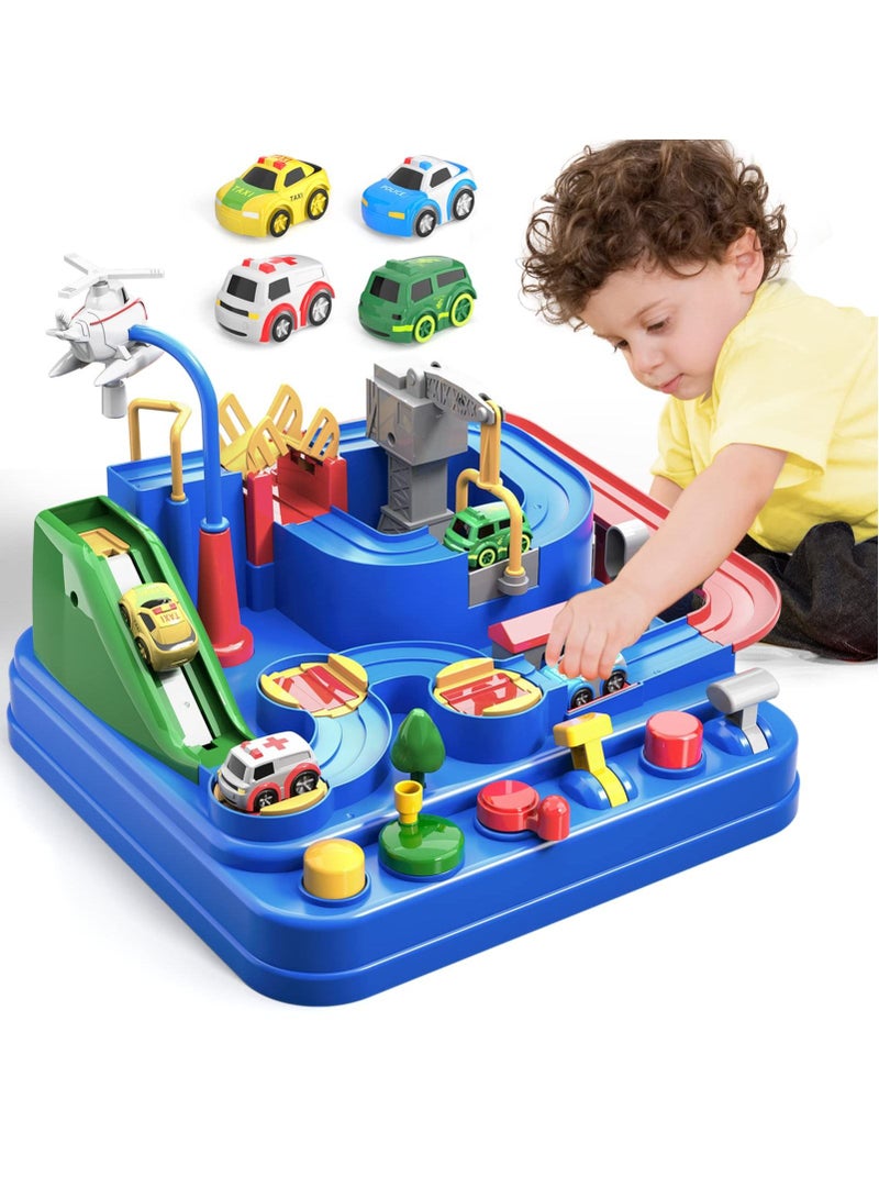 Car Adventure Toy City Rescue Preschool Educational Rail Car Parent-Child Interactive Racing Kids Toy Puzzle Car Track Parking Playsets for 3 4 5 6 7 8 Year Old Boys Girls  - Image 1
