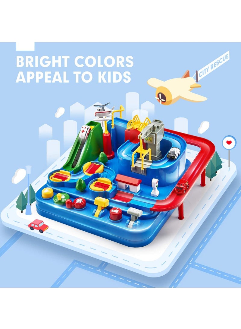 Car Adventure Toy City Rescue Preschool Educational Rail Car Parent-Child Interactive Racing Kids Toy Puzzle Car Track Parking Playsets for 3 4 5 6 7 8 Year Old Boys Girls  - Image 2