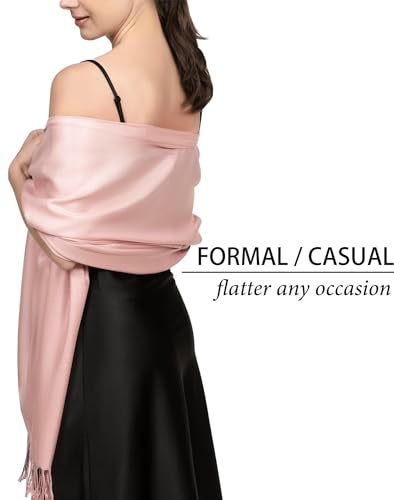 Achillea Soft Silky Pashmina Scarf for Women – Shawl Wrap for Evening Dresses, Bridesmaids, Weddings & Everyday Wear (Light Lavender) - Image 2