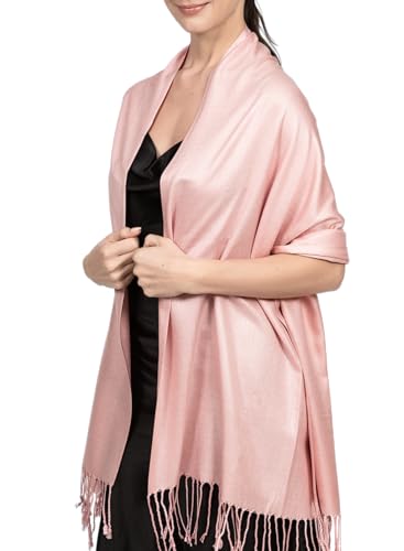 Achillea Soft Silky Pashmina Scarf for Women – Shawl Wrap for Evening Dresses, Bridesmaids, Weddings & Everyday Wear (Light Lavender) - Image 1