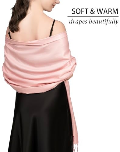 Achillea Soft Silky Pashmina Scarf for Women – Shawl Wrap for Evening Dresses, Bridesmaids, Weddings & Everyday Wear (Light Lavender) - Image 3
