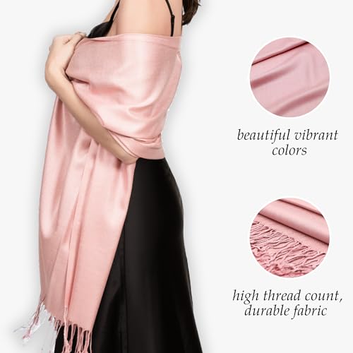Achillea Soft Silky Pashmina Scarf for Women – Shawl Wrap for Evening Dresses, Bridesmaids, Weddings & Everyday Wear (Light Lavender) - Image 4