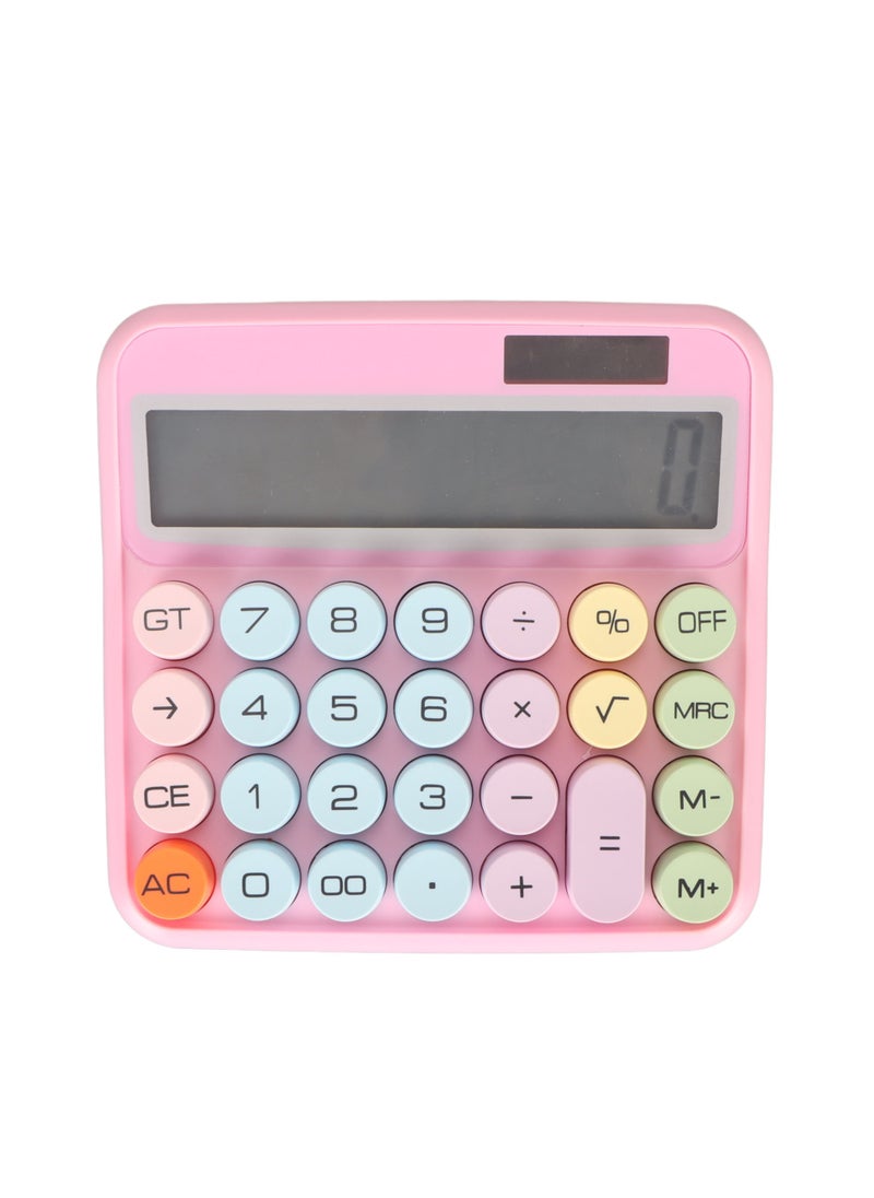 Velaurs 12 Digit Colorful Calculator Mechanical Keyboard Calculator Electronic Desktop Calculator for Home School Office Roseate  - Image 1