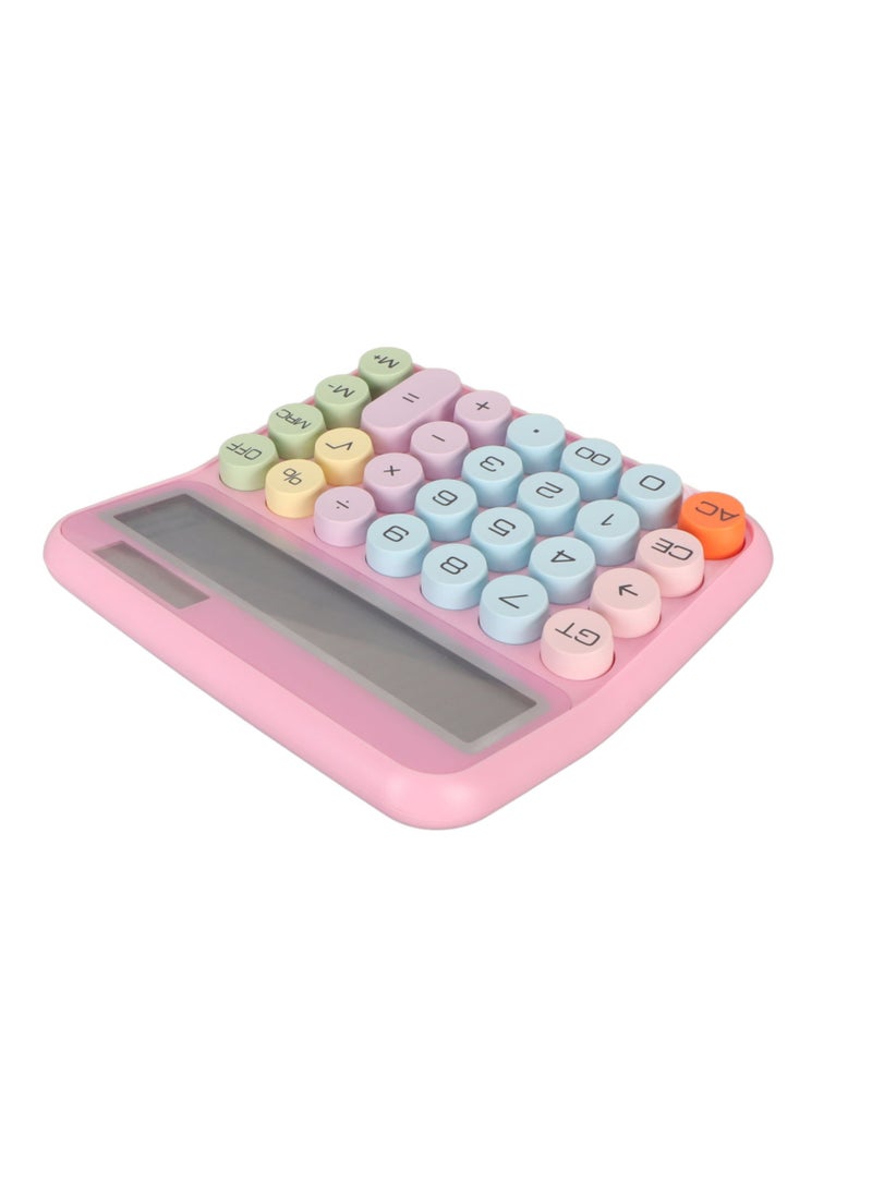 Velaurs 12 Digit Colorful Calculator Mechanical Keyboard Calculator Electronic Desktop Calculator for Home School Office Roseate  - Image 2