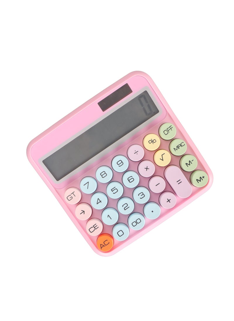 Velaurs 12 Digit Colorful Calculator Mechanical Keyboard Calculator Electronic Desktop Calculator for Home School Office Roseate  - Image 4