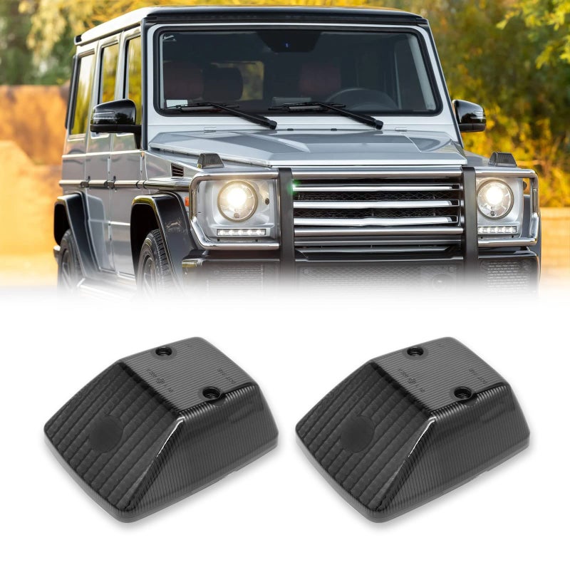 Generic SHINEFIT LED Front Wing Turn Signal Lights Housings Covers Compatible with W463 G-Class G500 G550 G55 G63 AMG 1990-2018, Smoke Lens - Image 2