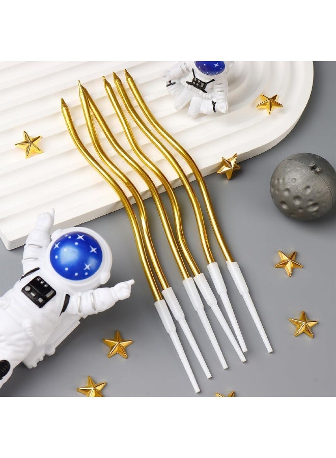 24 PCS Spiral Long Thin Birthday Candles, Twisted Curved Candle Cake Topper, hin Long Cake Candles with Holders for Wedding, Anniversary, Graduation & Party Table Decorations, Gold - Image 3
