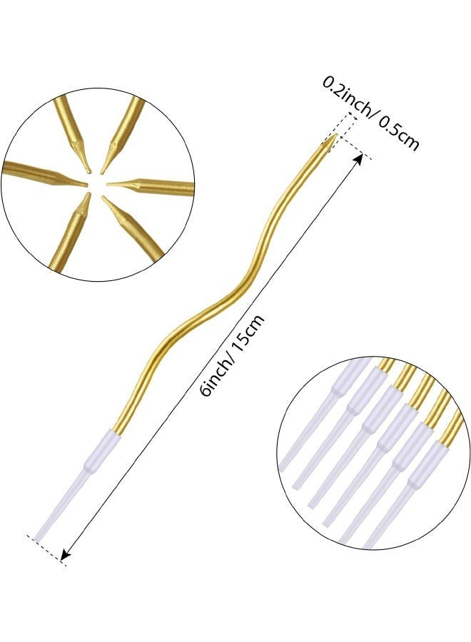 24 PCS Spiral Long Thin Birthday Candles, Twisted Curved Candle Cake Topper, hin Long Cake Candles with Holders for Wedding, Anniversary, Graduation & Party Table Decorations, Gold - Image 2