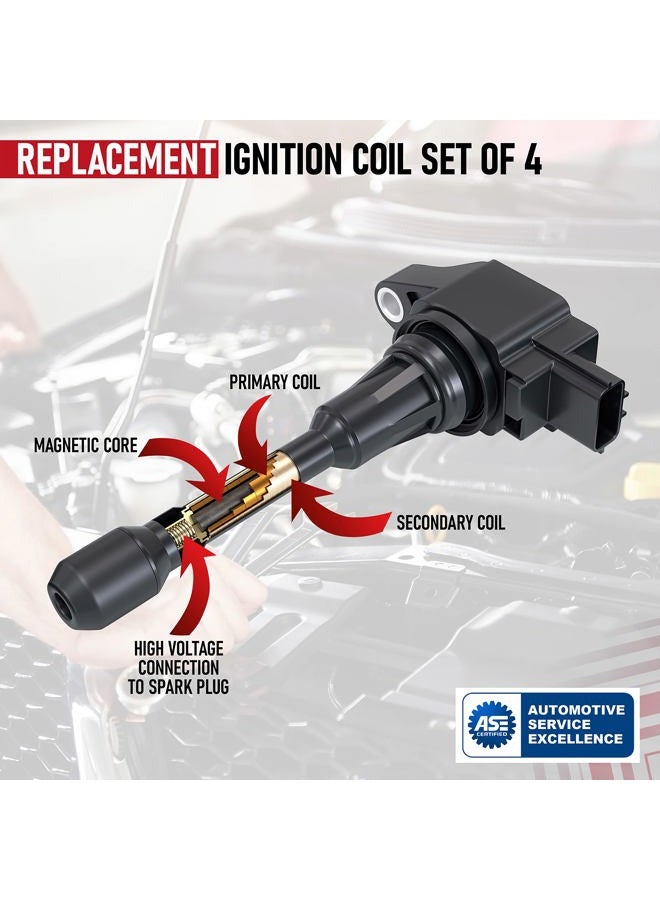AA Ignition Ignition Coil Pack Set of 4 - Compatible with Nissan & Infiniti Vehicles - 2007-2017 Altima 2.5L, Sentra, Rogue, Cube, Versa, QX60, FX50, M56 - Replaces 22448JA00C, 22448ED000, 22448JA00A, UF549 - Image 4