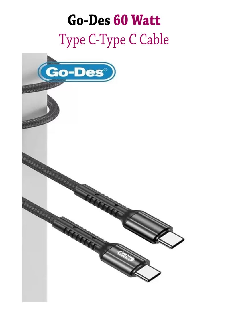Go-Des 60W Type-C to Type-C Cable-GD-UC509TC-TC - Black - Image 1