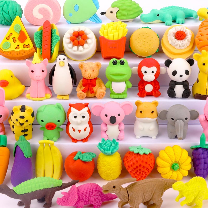 HINZER Animal Erasers for Kids 50 Pack Kids Eraser Bulk Pull Apart Erasers 3D Puzzle Eraser Classroom Rewards and Prizes Class Treasure Box Kid Party Favors Back to School Supplies Gift - Image 2