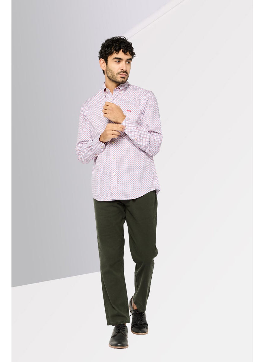 Harmont & Blaine - Men Regular Fit Long Sleeves Allover Print Casual Shirt, White - Image 1