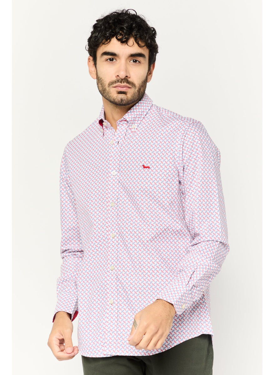 Harmont & Blaine - Men Regular Fit Long Sleeves Allover Print Casual Shirt, White - Image 1