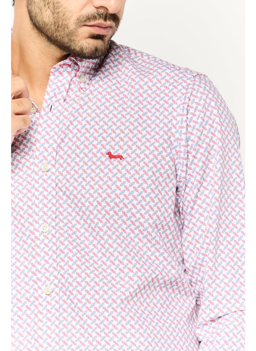 Harmont & Blaine - Men Regular Fit Long Sleeves Allover Print Casual Shirt, White - Image 1