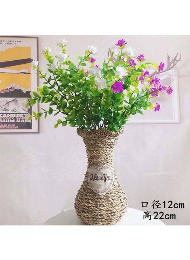 مزهرية من الخشب بتصميم زهور بني 12x22سم - Image 1
