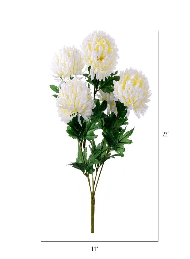 Vickerman 23" Artificial White Yellow Mum Bush x 5 - Image 2