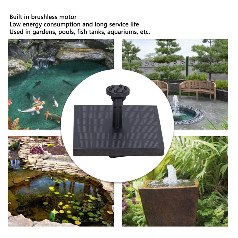 7V 1 4W Solar Powered Floating Fountain With Nozzles For Pond And Bird Bath Outdoor Decor - Image 5