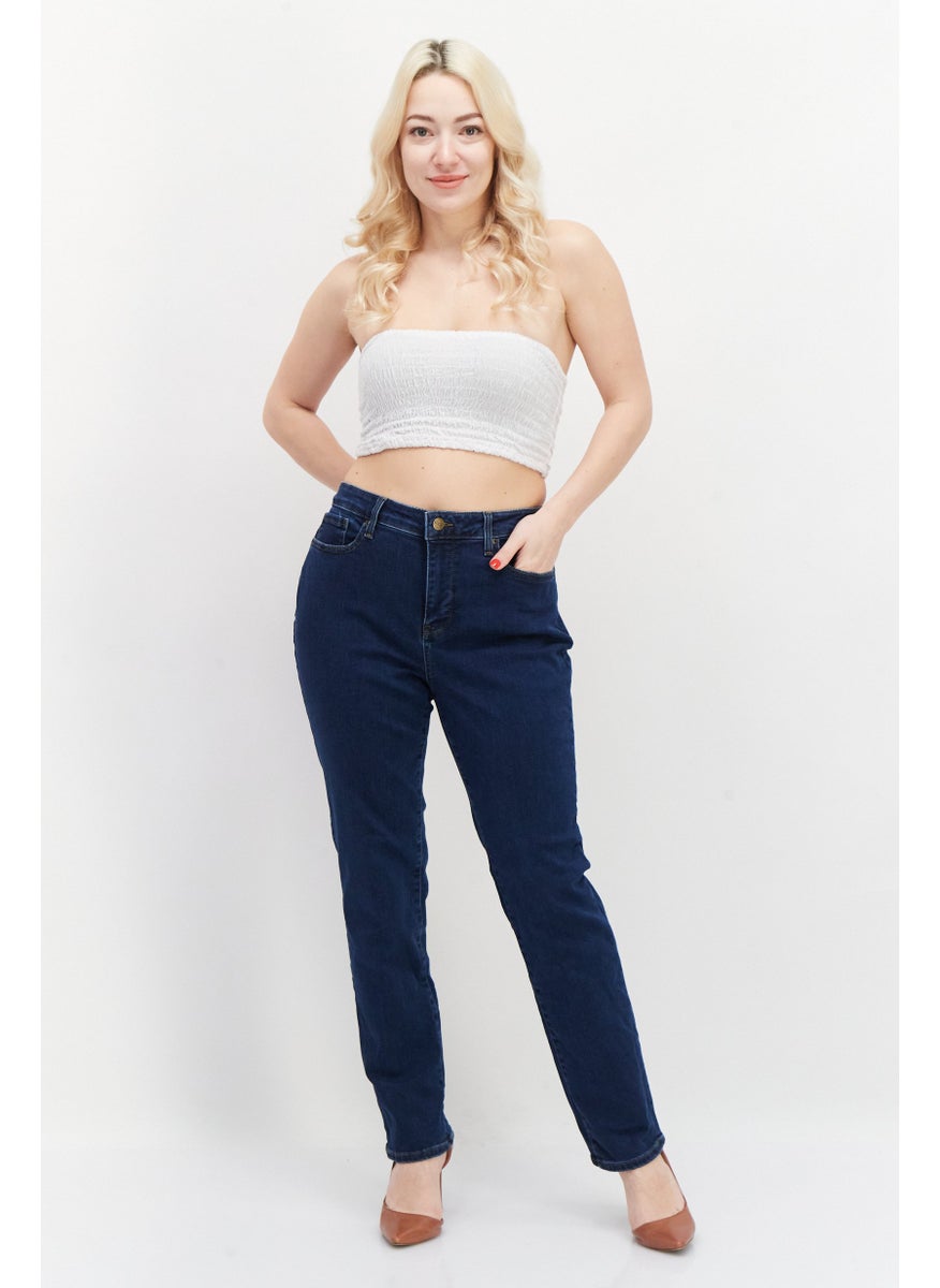 NYDJ - Women Slim Fit High Waist Solid Stretchable Denim Jeans, Blue - Image 1