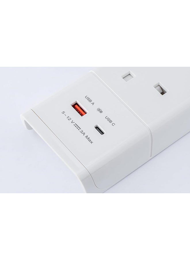 alfanar - Power Extension 4 Sockets, 2 Fast Charge USB Ports (Type "A" 18W And Type "C" 20W), 5 Meters Cables, 13A With Overload Protection Button - Image 1