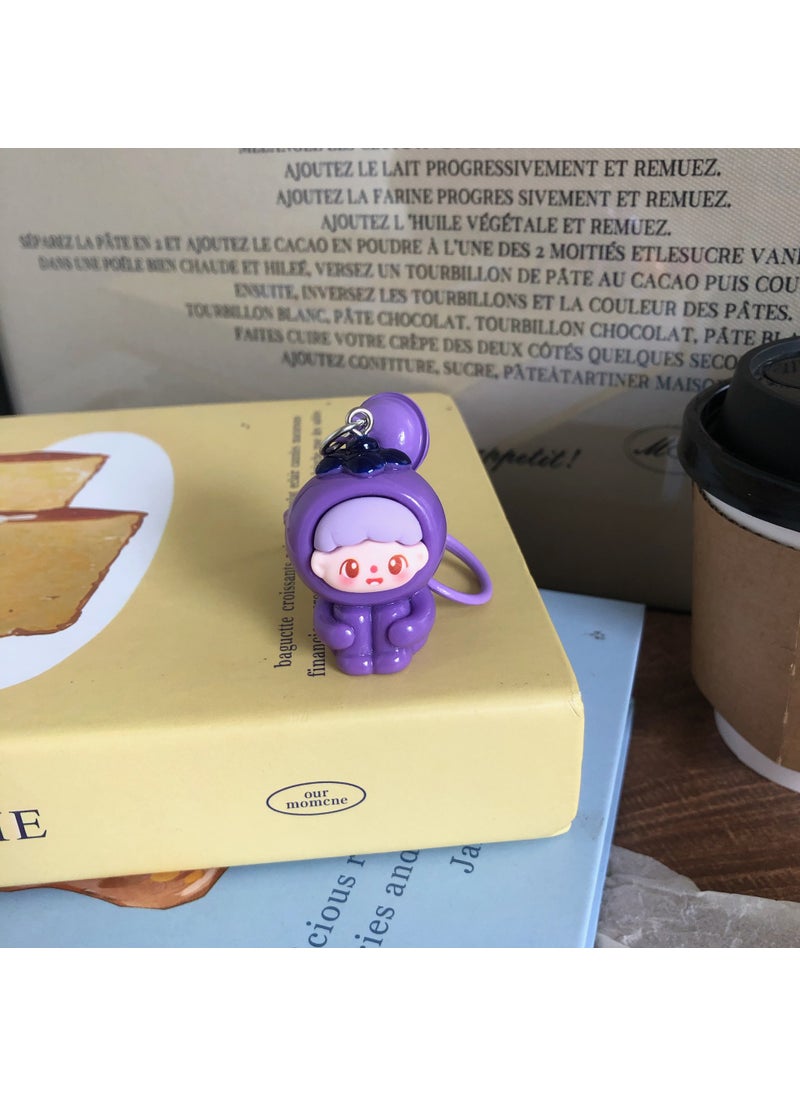 Generic 3D Fruit Bell Keychain Cute Students Accessory GiftThird generation three-dimensional fruit zaizai keychain [leg grape] Third generation three-dimensional fruit zaizai keychain [leg grape] 