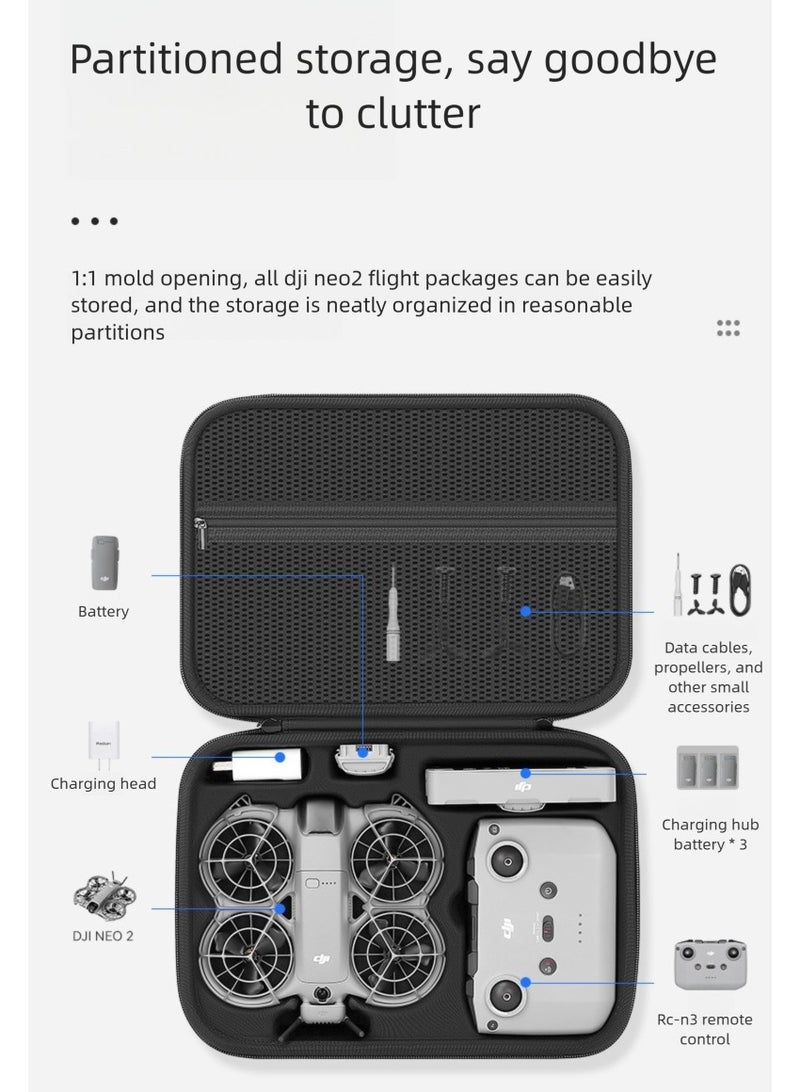 For DJI Neo2 Drone Storage Case, Handheld Drone Carrying Bag with Hard Shell, Single Shoulder Sling and Handheld Portable Case - Image 2