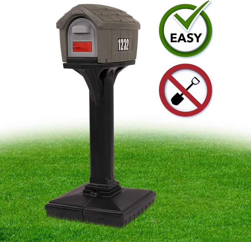 SIMPLAY3 Dig-Free Easy Up Home Mailbox, Graystone/Black, Made in The USA - Image 1