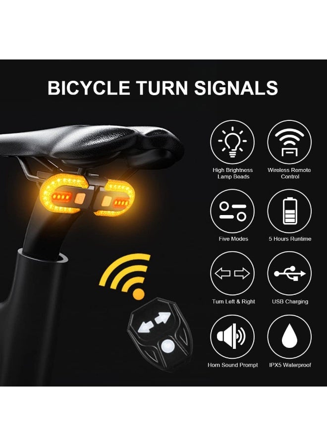 general Bike Turn Signals,Bright Bicycle Turn Signals Front Back IPX5 Waterproof Wireless Remote Control Rear Bike Light USB Rechargeable LED Bike Flashlight for Mountain Bike,Bicycle,Scooter - Image 2