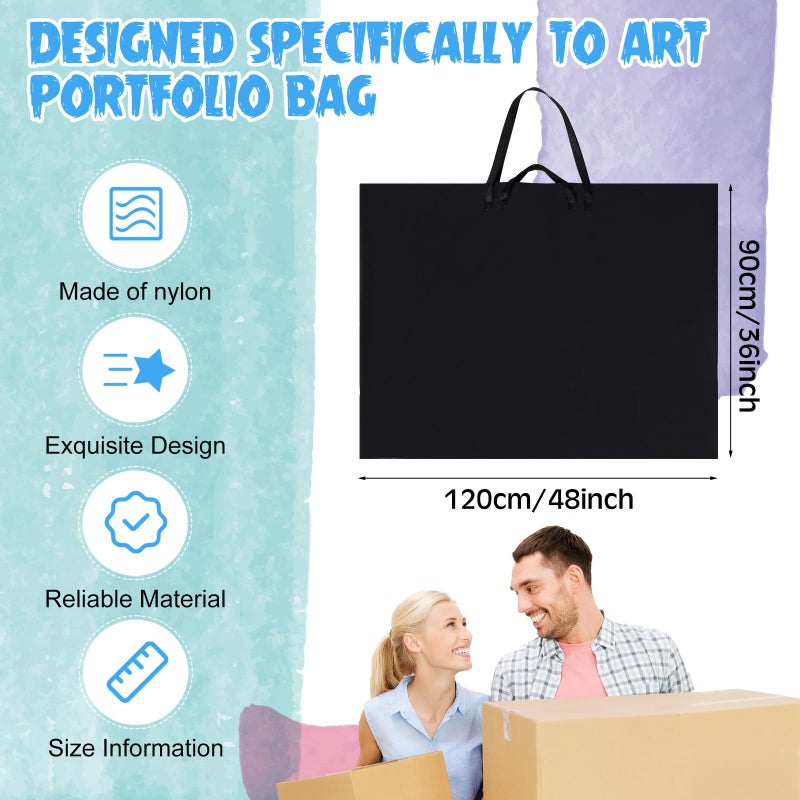 Abbylike 48 x 36 Inch Art Portfolio Bag Large Size Art Supply Bag with Nylon Shoulder Waterproof Poster Board Painting Drawing Sketch Storage Carrying Case for Christmas Artwork Gift(Black,1 Pcs) - Image 2