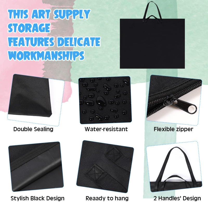 Abbylike 48 x 36 Inch Art Portfolio Bag Large Size Art Supply Bag with Nylon Shoulder Waterproof Poster Board Painting Drawing Sketch Storage Carrying Case for Christmas Artwork Gift(Black,1 Pcs) - Image 5