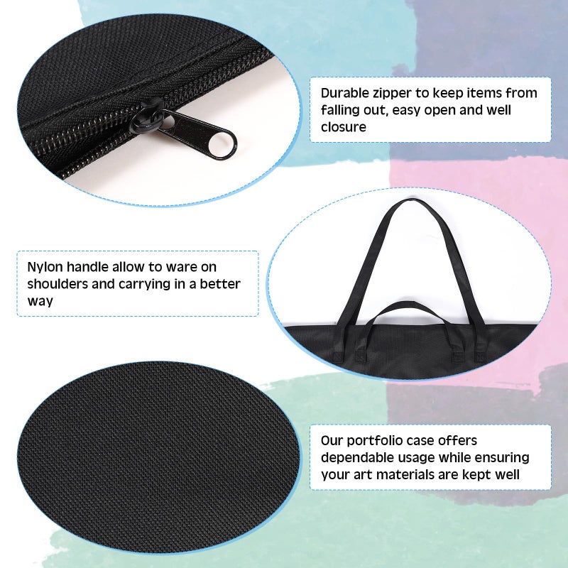 Abbylike 48 x 36 Inch Art Portfolio Bag Large Size Art Supply Bag with Nylon Shoulder Waterproof Poster Board Painting Drawing Sketch Storage Carrying Case for Christmas Artwork Gift(Black,1 Pcs) - Image 4