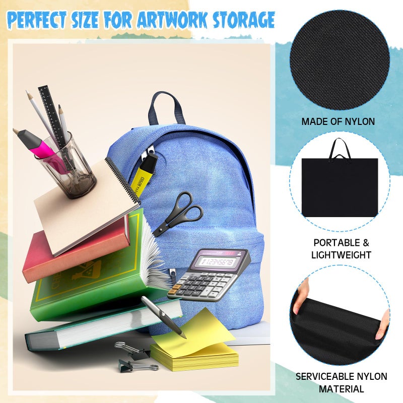 Abbylike 48 x 36 Inch Art Portfolio Bag Large Size Art Supply Bag with Nylon Shoulder Waterproof Poster Board Painting Drawing Sketch Storage Carrying Case for Christmas Artwork Gift(Black,1 Pcs) - Image 3