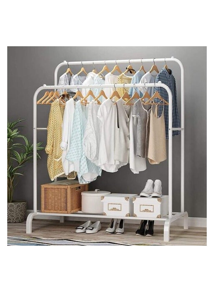 BLOOMING TIME Multifunctional Metal Garment Rack with Shelf – Organize and Display Clothes in Style (white)  - Image 1