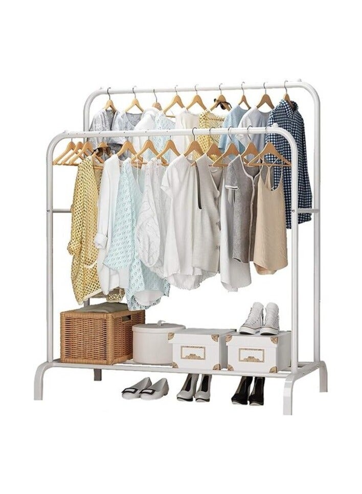 BLOOMING TIME Multifunctional Metal Garment Rack with Shelf – Organize and Display Clothes in Style (white)  - Image 2