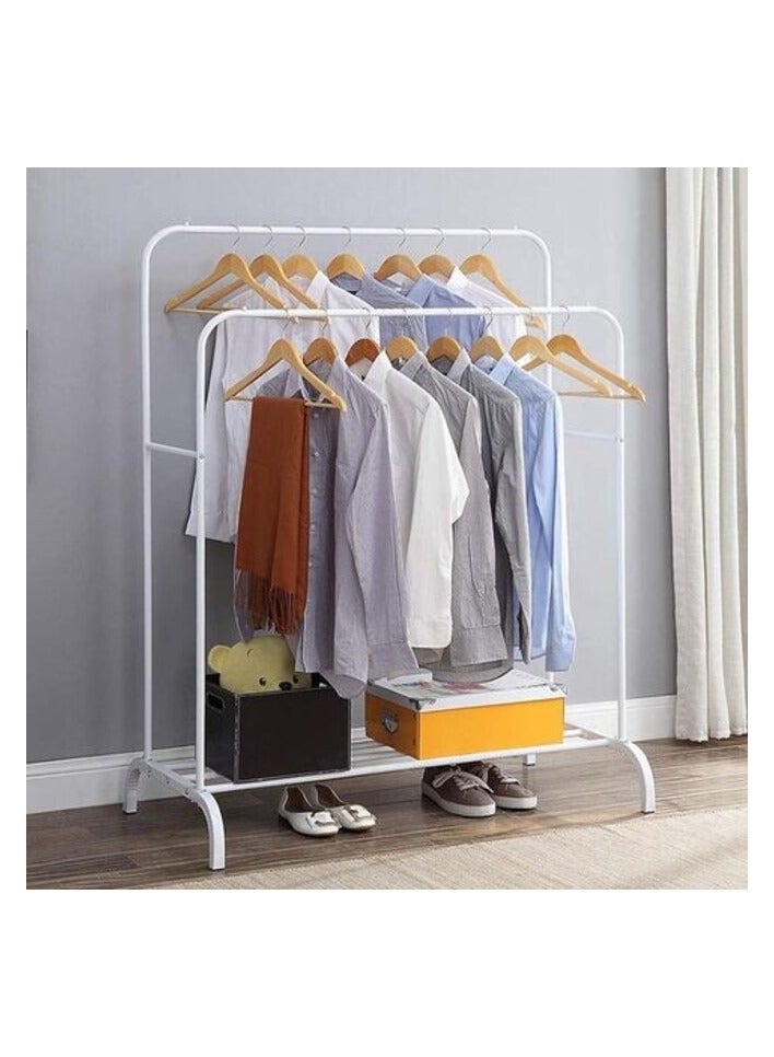 BLOOMING TIME Multifunctional Metal Garment Rack with Shelf – Organize and Display Clothes in Style (white)  - Image 3