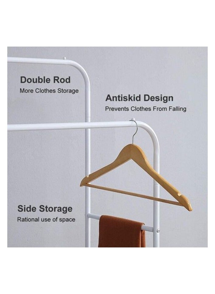 BLOOMING TIME Multifunctional Metal Garment Rack with Shelf – Organize and Display Clothes in Style (white)  - Image 5