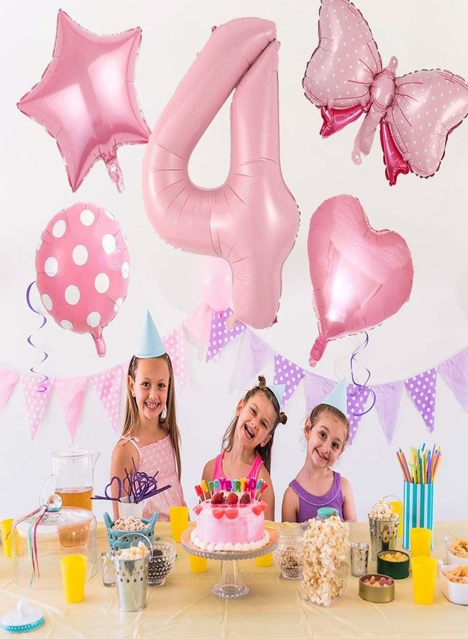 duile 40 inch Number 4 Balloon with Bow Pink Happy Birthday Pink Mouse Jumbo Number Balloon for Girls Daughter Birthday Decorations Party Supplies (4) - Image 3