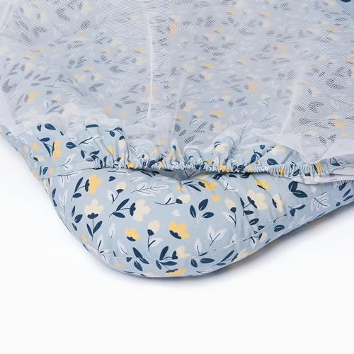 TIDY SLEEP Mattress with Mosquito Net, Mosquito Protection Mattress, Size: 90cm x 65cm x 10cm Green Flower - Image 2