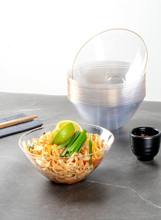 Restaurantware-Moderna 16 Ounce Plastic Bowls, 100 Durable Disposable Salad Bowls - Gold-rimmed, Heavy-duty, Clear Plastic Fancy Bowl, For Warm And Cold Foods, Ideal For Restaurants - Image 4