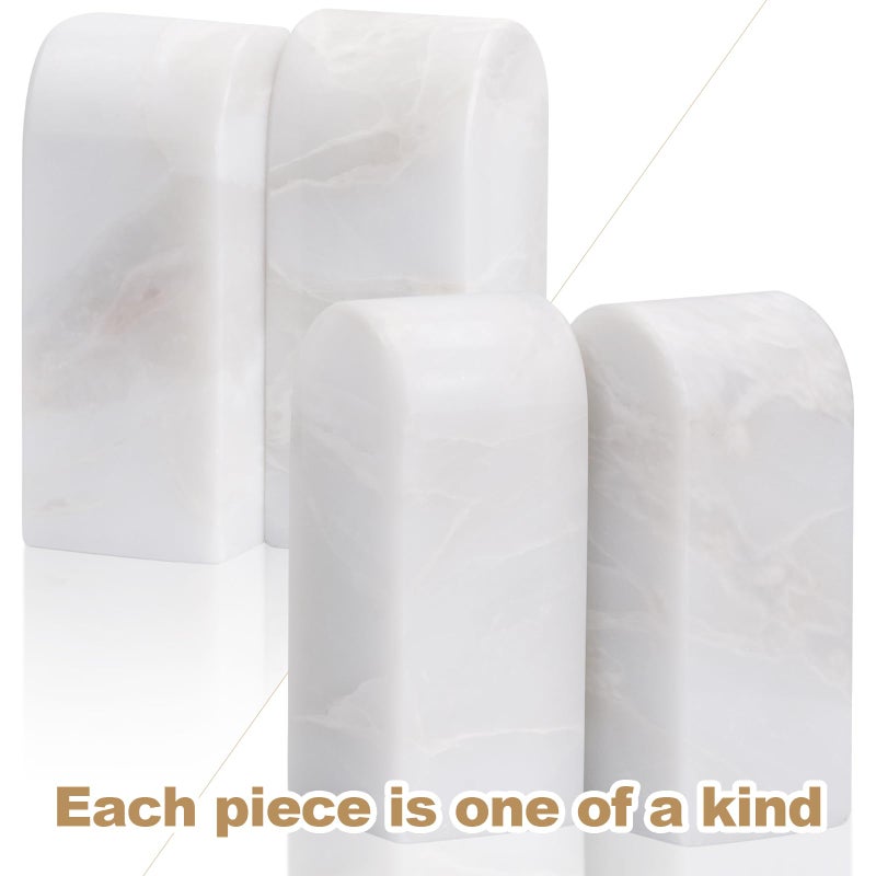 Koville African Natural Marble Bookends For Shelves  Decorative Book Ends  7Lbs Heavy-Duty Marble Book Holders  Bookshelf Apartment Decor For Normal Books/Cd/Video Games(Bianco Fiora) - Image 5