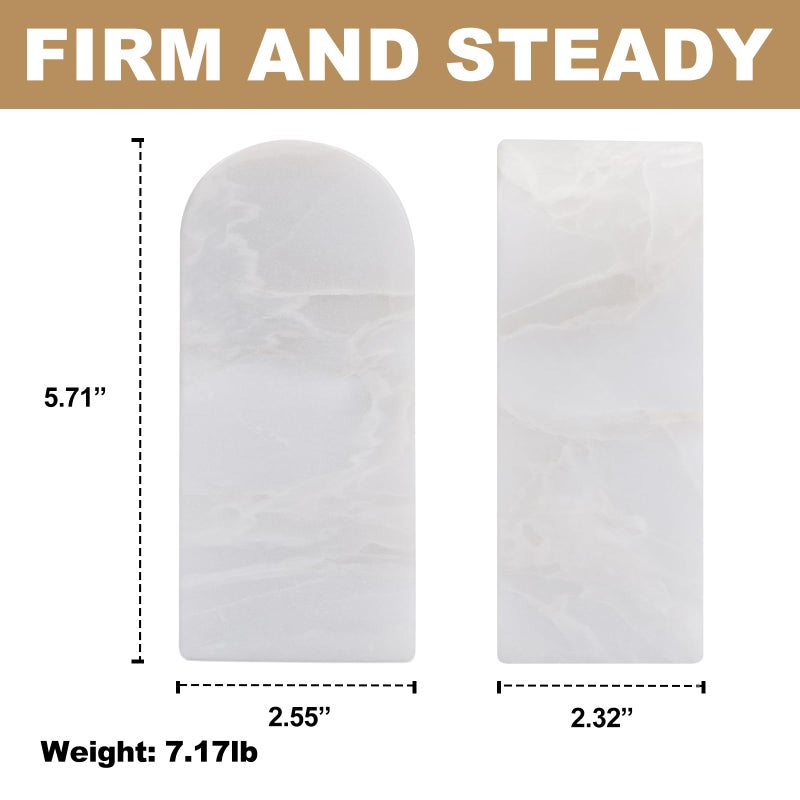 Koville African Natural Marble Bookends For Shelves  Decorative Book Ends  7Lbs Heavy-Duty Marble Book Holders  Bookshelf Apartment Decor For Normal Books/Cd/Video Games(Bianco Fiora) - Image 3
